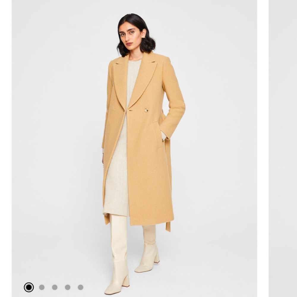 Club Monaco Italian Wool Camel Slim Belted Coat (Small), Excellent Condition